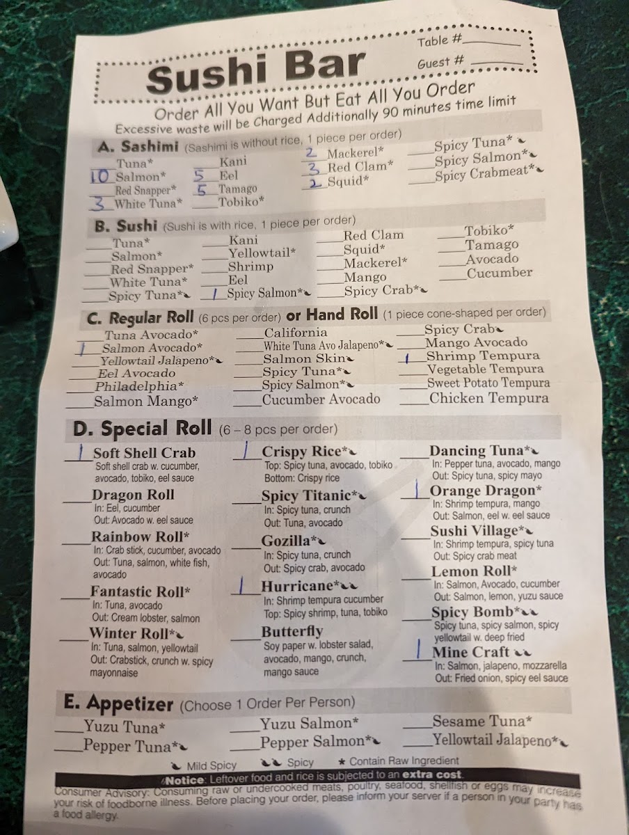 Menu Sushi Village-1